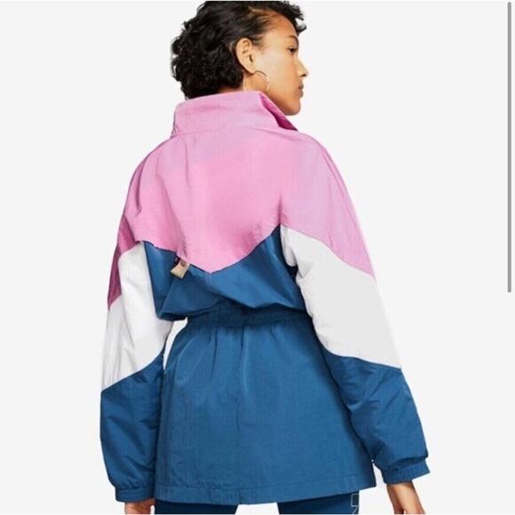 NIKE Pink Blue White Icon Clash Track Windbreaker Jacket Women’s Size Medium - Picture 2 of 11